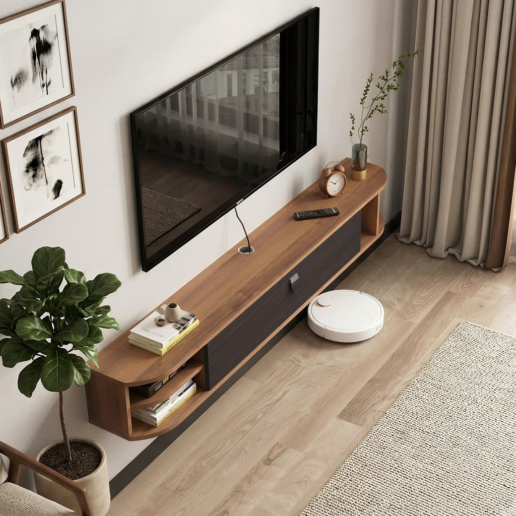 Floating TV Shelf, 55''Modern Floating TV Console, Wall Mounted TV Stand Under TV Shelves Entertainment Center Cabinet