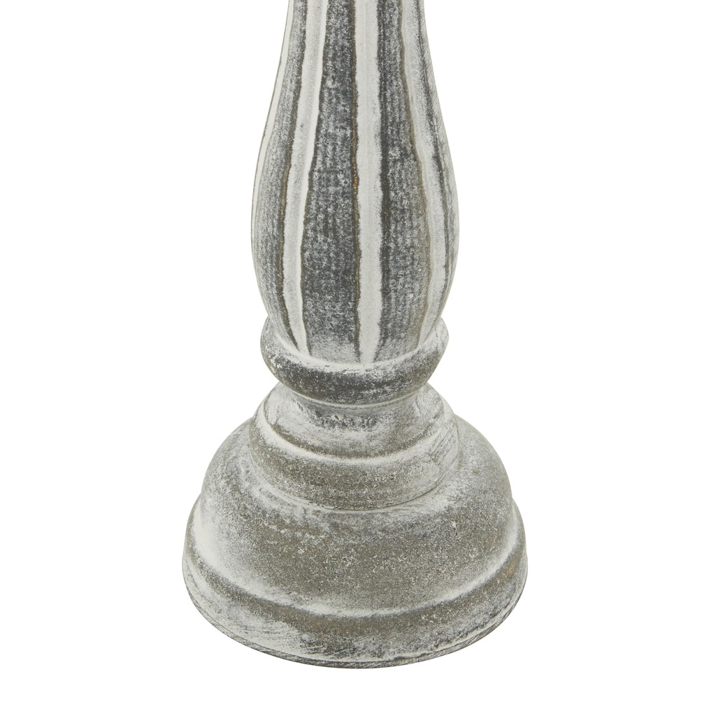 Wooden Decorative Candle Holder Distressed Turned Candle Stand, Set of 3 Candlestick Holder 15", 13", 11"H, Gray
