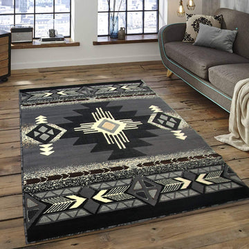Southwest Navajo Aztec Native American Tribal Gray Area Rug Carpet (5 Feet 3 Inch X 7 Feet 5 Inch)