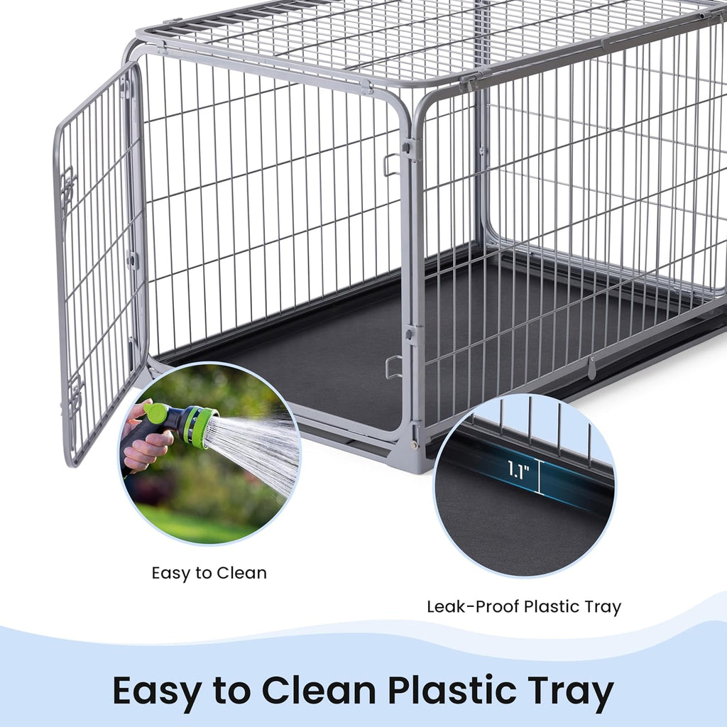 Collapsible Dog Crate for Small Dogs - 30 inch Escape Proof Metal Dog Kennel with Double Door