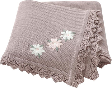 100% Traceable Cotton Baby Blanket for Girls Boys, 40x30 Inch, Pink