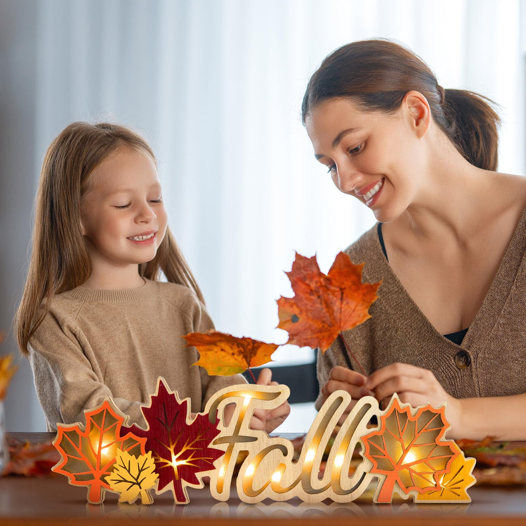 Fall Decor Thanksgiving LED Wooden Sign Rustic Tabletop Centerpiece