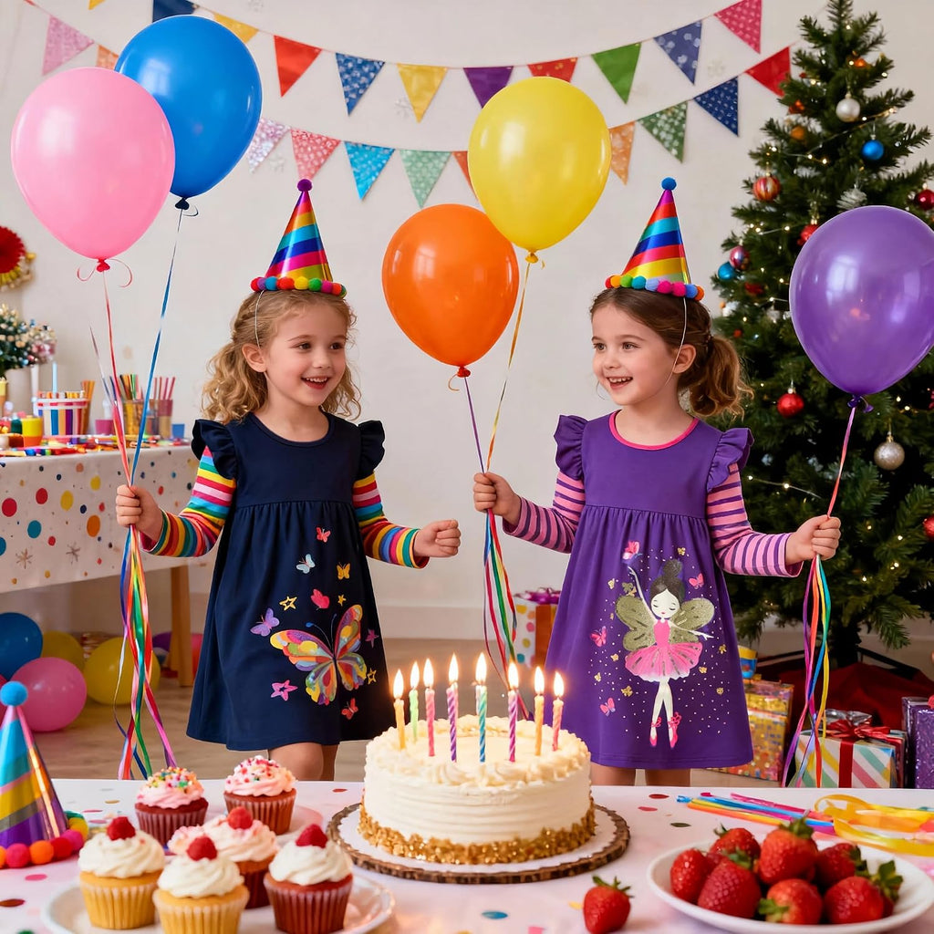 Toddler Girls Winter Long Sleeve Dress Rainbow Cotton Dresses
