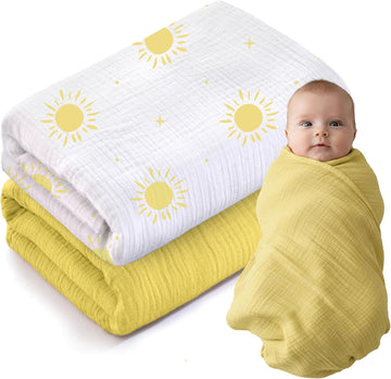 Muslin Swaddle Baby Blanket for Boys and Girls, 100% Cotton, Swaddles for Newborns, 47"x47", Soft Breathable Skin