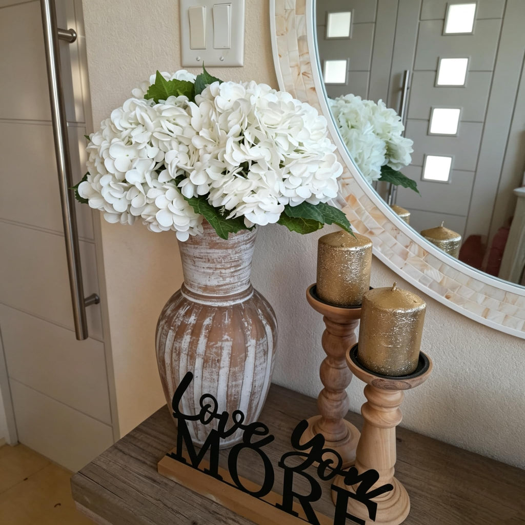 4Pcs Real Touch Hydrangea Artificial Flowers, 22.5'' White Full Latex Faux Hydrangea Flowers Floral Arrangements