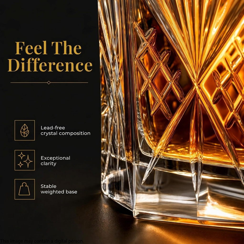Crystal Whiskey Decanter, Lead-Free Barware Gift for Men, Scotch Bourbon Liquor, Irish Cut, 750ml