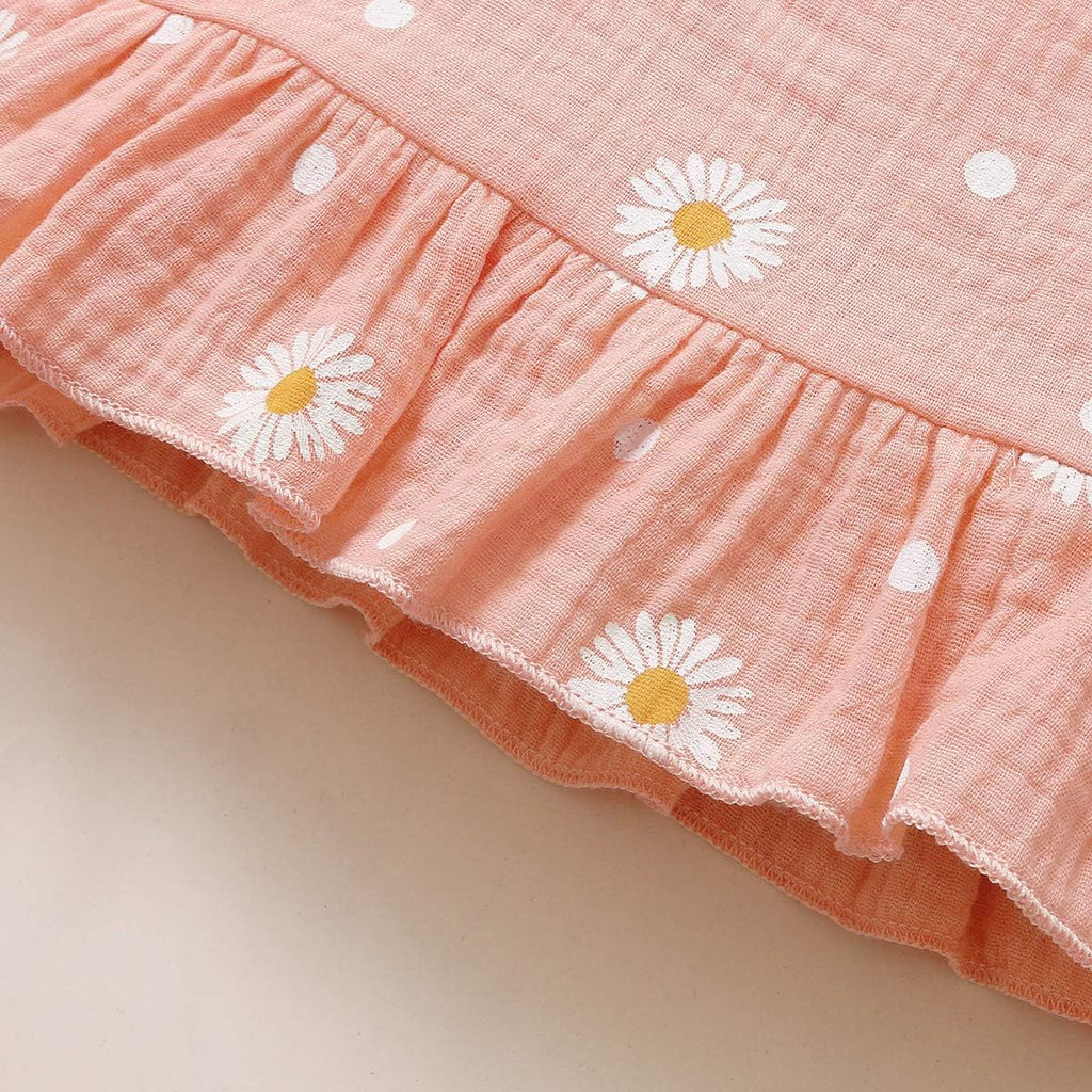 Toddler Baby Girl Summer Clothes Daisy Floral Print Halter Ruffle Tank Tops Shorts Outfits set