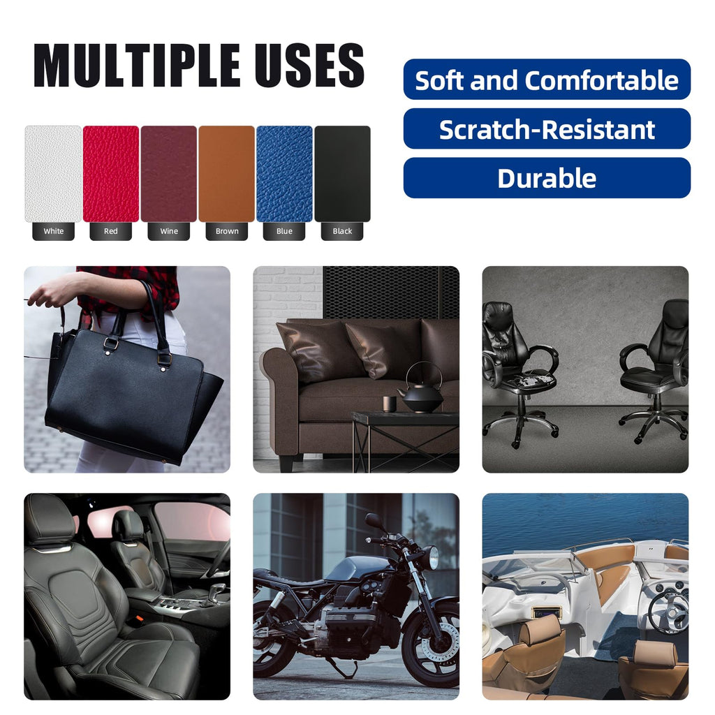Faux Leather Fabric, 54"x180" 1.2mm Thick Durable Synthetic Upholstery Leather Vinyl, Soft Smooth Waterproof
