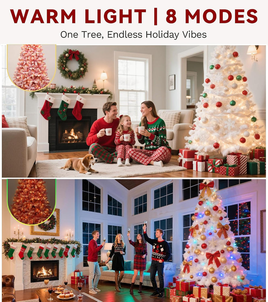 Pre-lit Pink Christmas Tree with Warm-White Lights