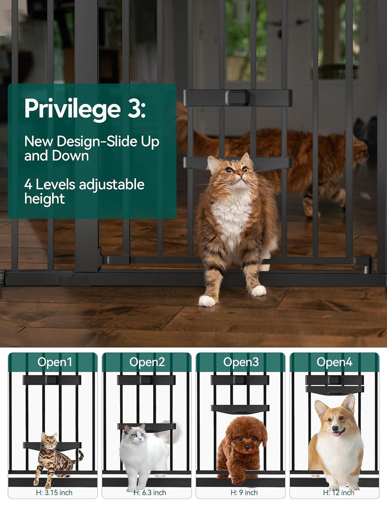 Dog Gate with Cat Door, CatPrivilege II, 29-40", Black