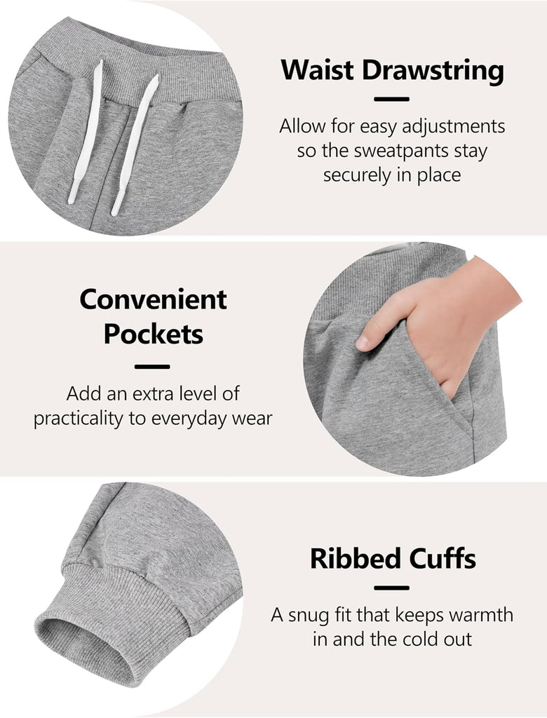 4 Pack Girls' and Toddler Sweatpants Kids Active Jogger Pants