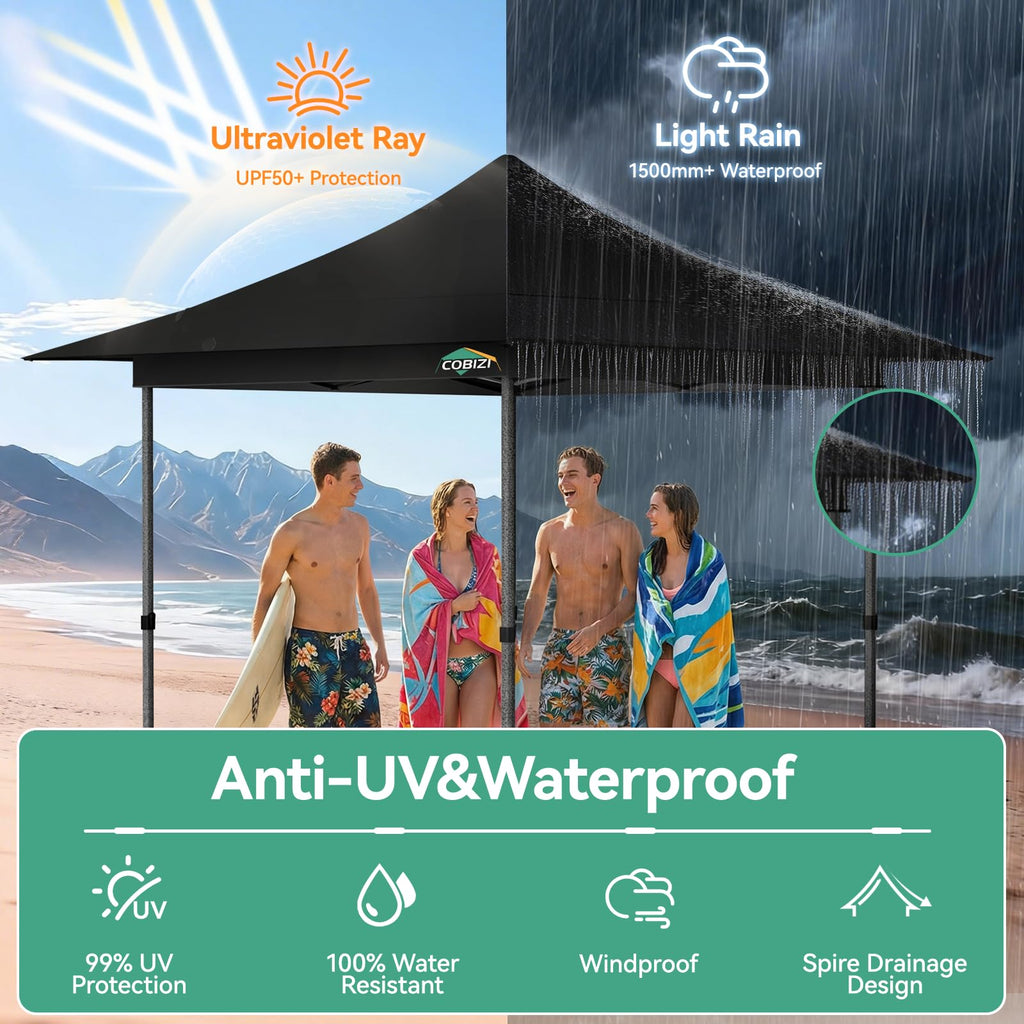 13x13 Pop Up Canopy Tent Heavy Duty with Auto-Extending Eaves