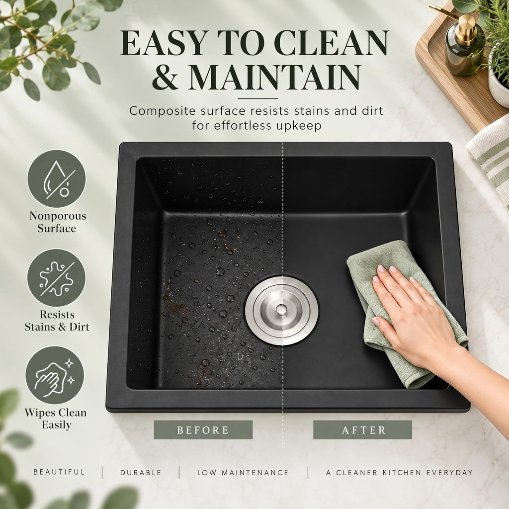 Black Bar Sink 15×17 Inch, Undermount & Drop-In Small Kitchen Sink