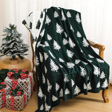 Christmas Throw Blanket Christmas Tree Reversible Soft Knitted