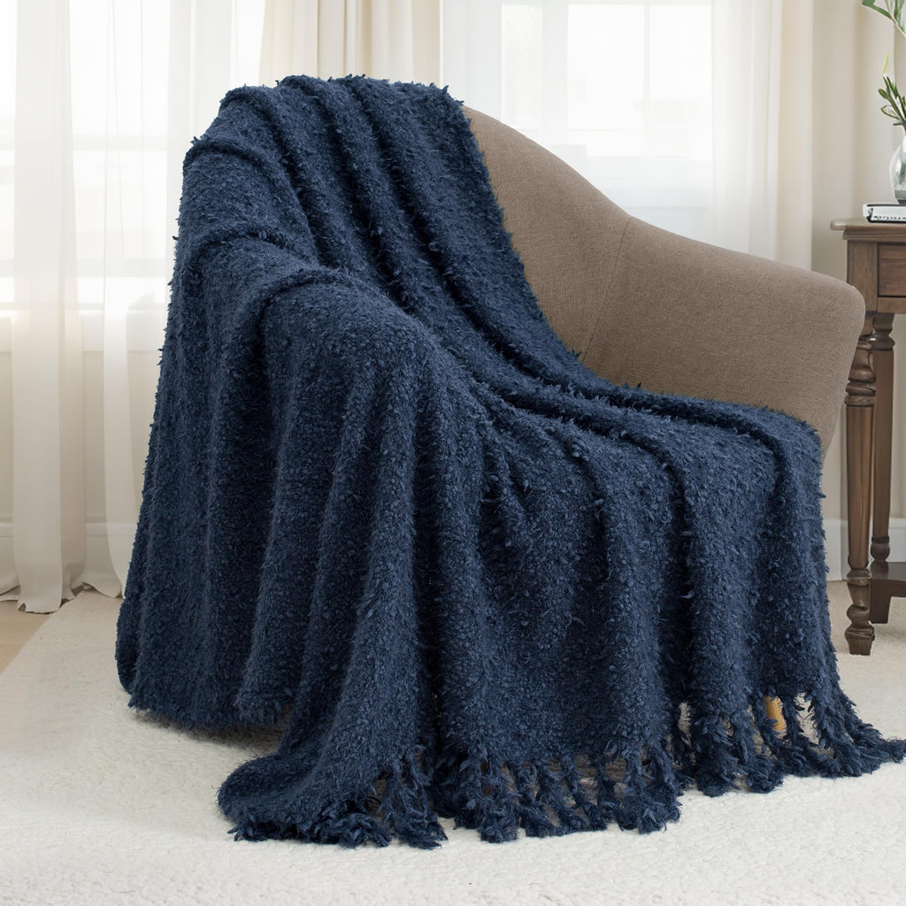 Soft Knit Throw Blanket for Couch with Tassels 60"x80"