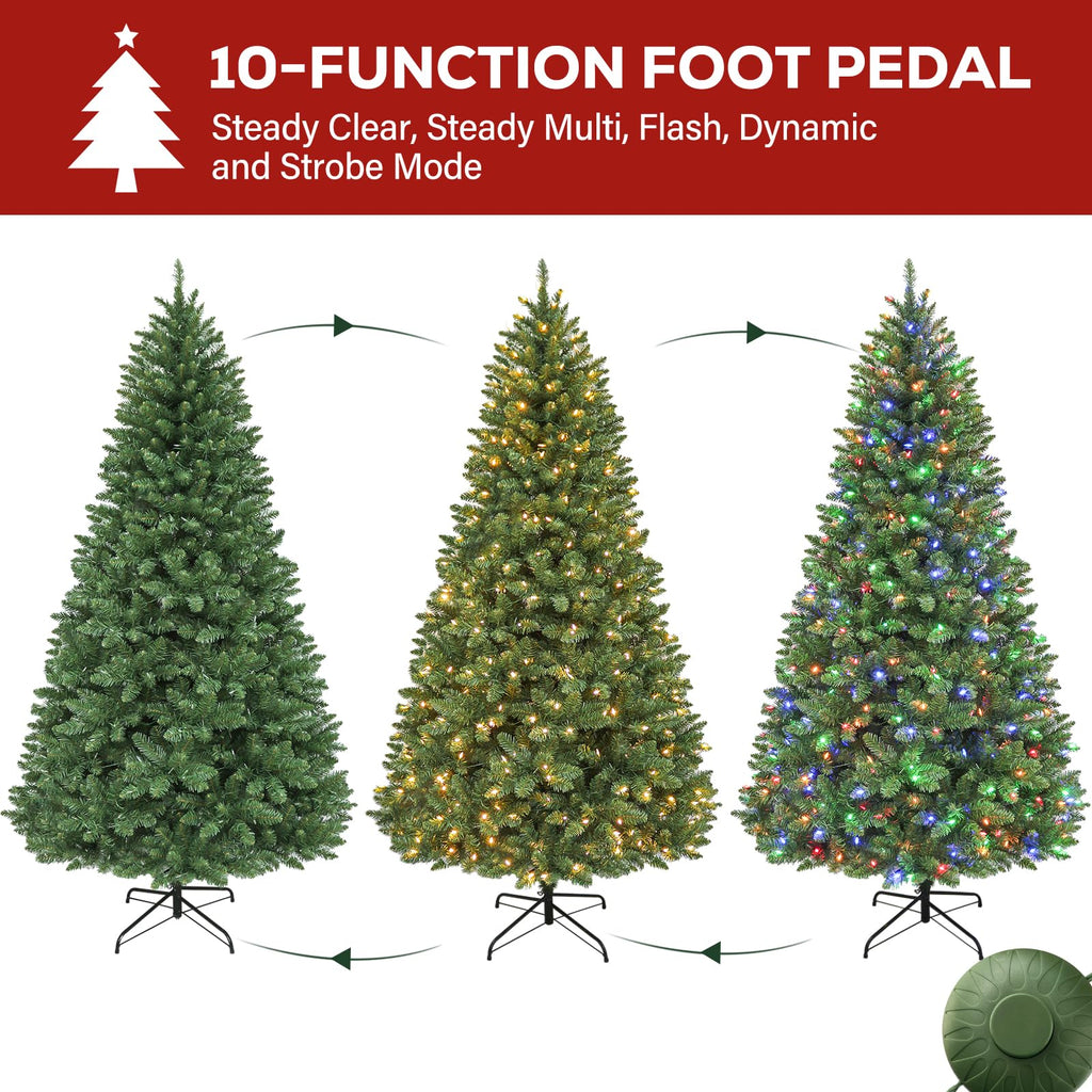 7.5ft Artificial Prelit Christmas Tree with 450 Multicolor LEDs
