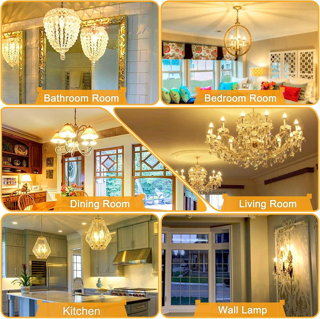 E12 LED Bulb 60W Equivalent, 500 Lumens, Ceiling Fan Light Bulbs Soft White 2700K, Type B Light Bulb 5W, CRI 85, B11