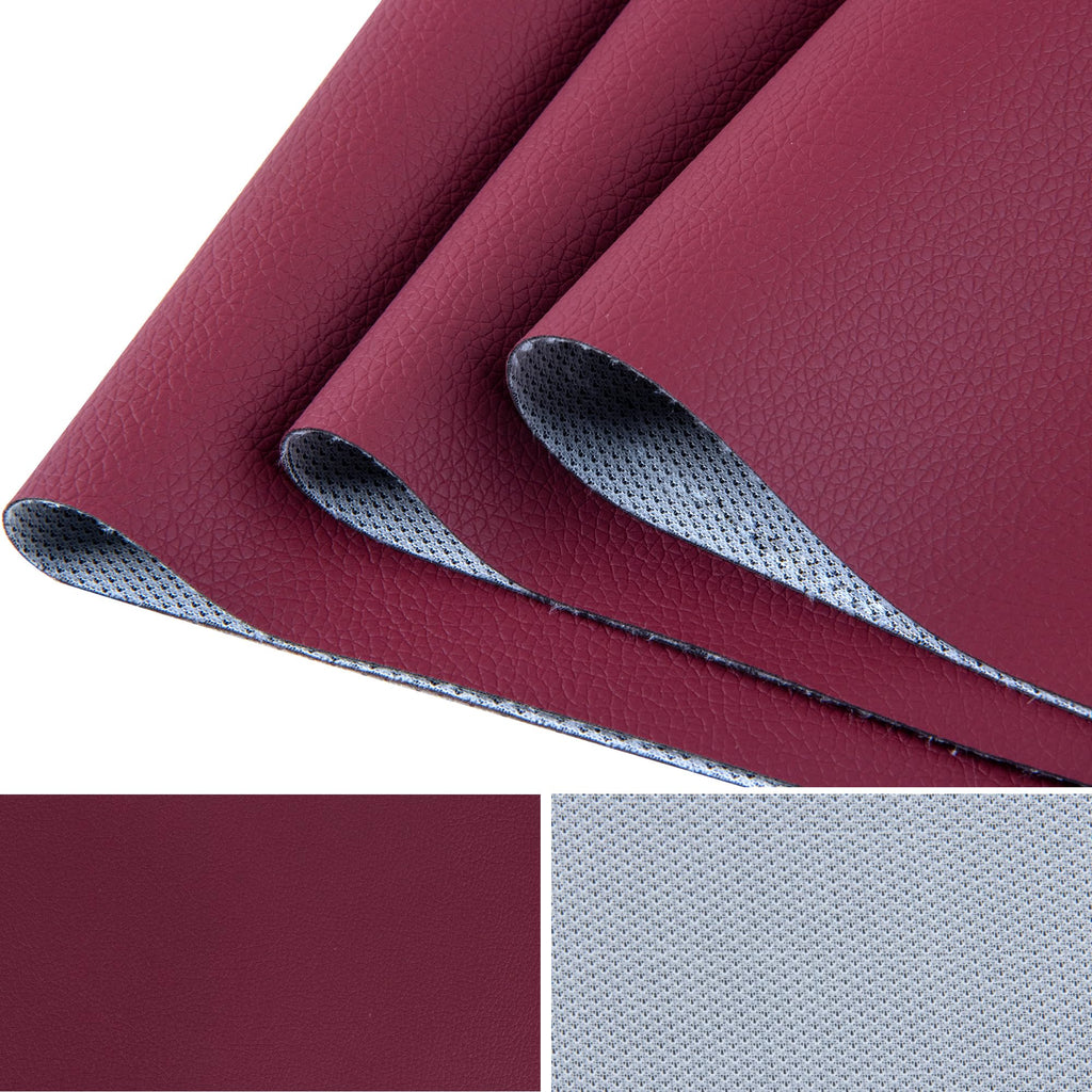 Upholstery Faux Leather Sheets Fabric 12" X 54" Suitable for Furniture Sewing, Sofa Handmade DIY Projects (Burgundy