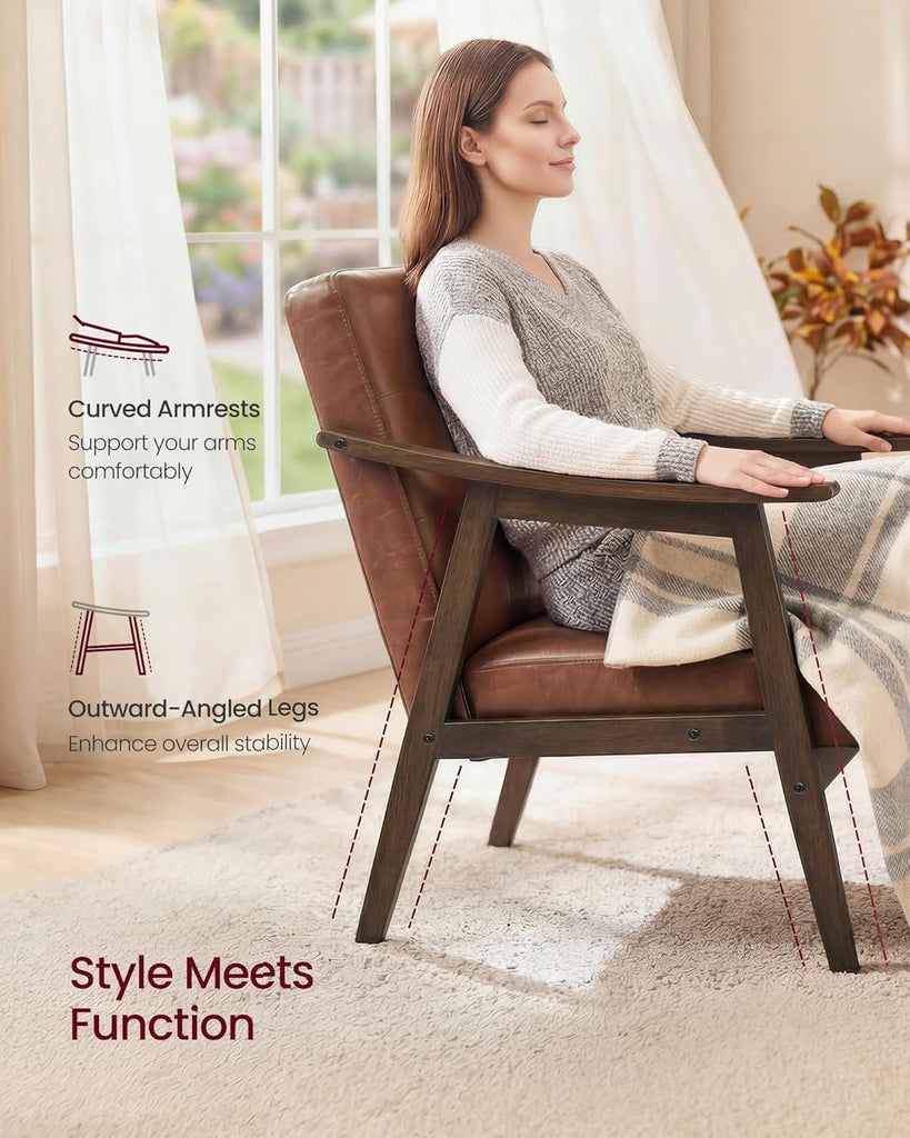 Accent Chair, PU Leather Armchair, Button Tufted, Thick Cushion