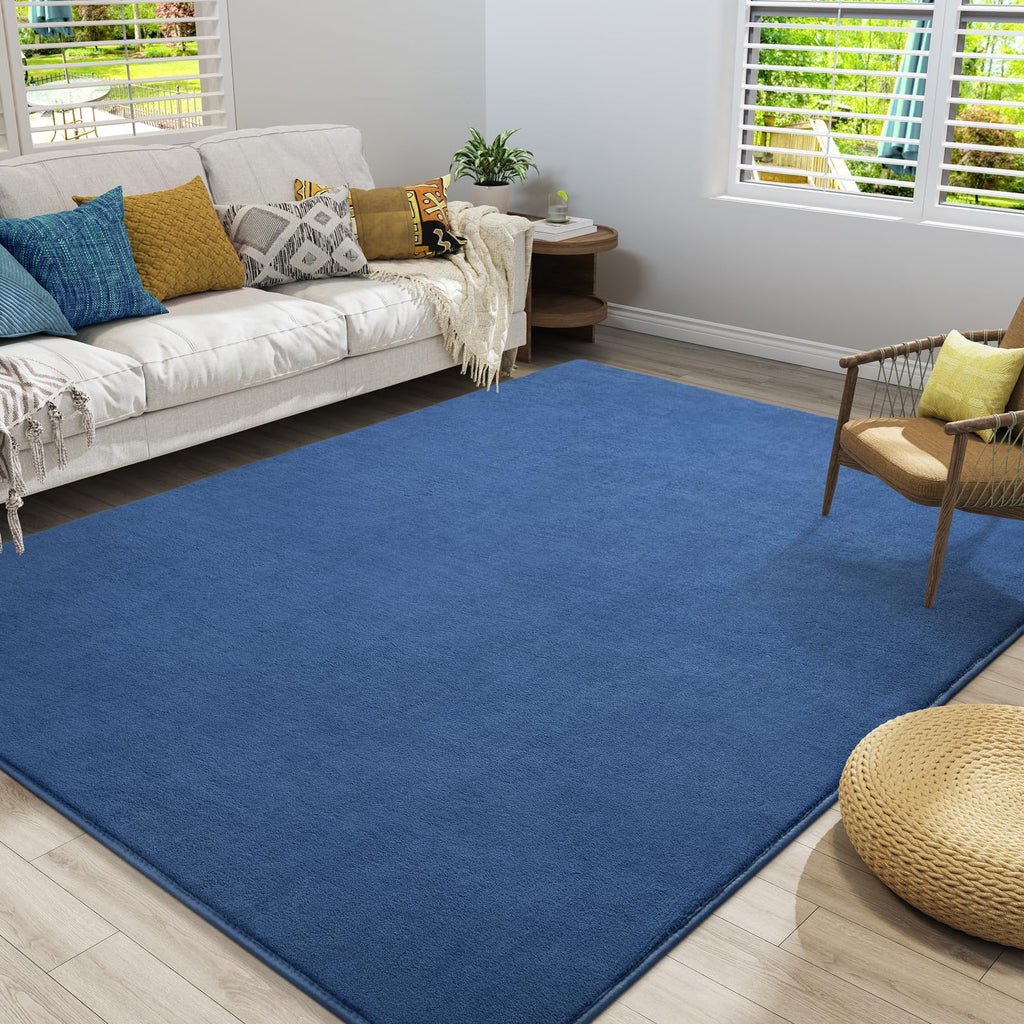 Modern Area Rugs Living Room, 4x6 Blue Memory Foam Rug