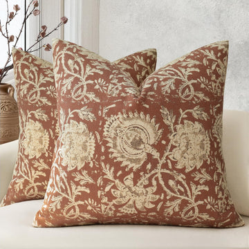 Fall Pillow Covers 26x26 Set of 2 Printed Floral Throw Pillows Farmhouse Pillow Cases Vintage Decorative Cushion