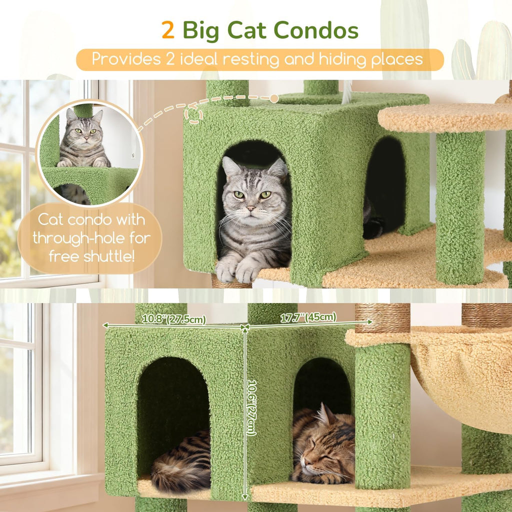 82in Cactus Extra Large Cat Tree for Indoor Cat Large Adult