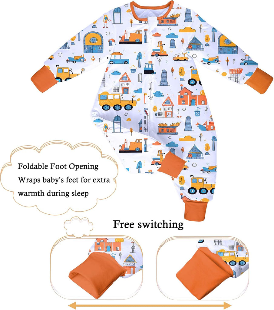 Toddler Sleep Sacks 2.5 TOG Winter Long Sleeve Sleep Sack with Legs Way Zipper Baby Wearable Blanket