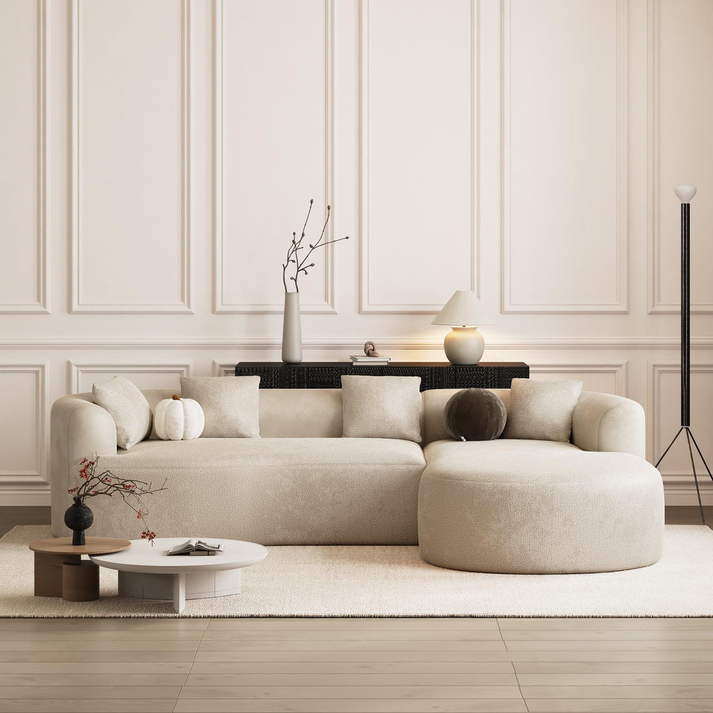 111" Oversized Boneless L-Shaped Sectional Sofa, Light Brown