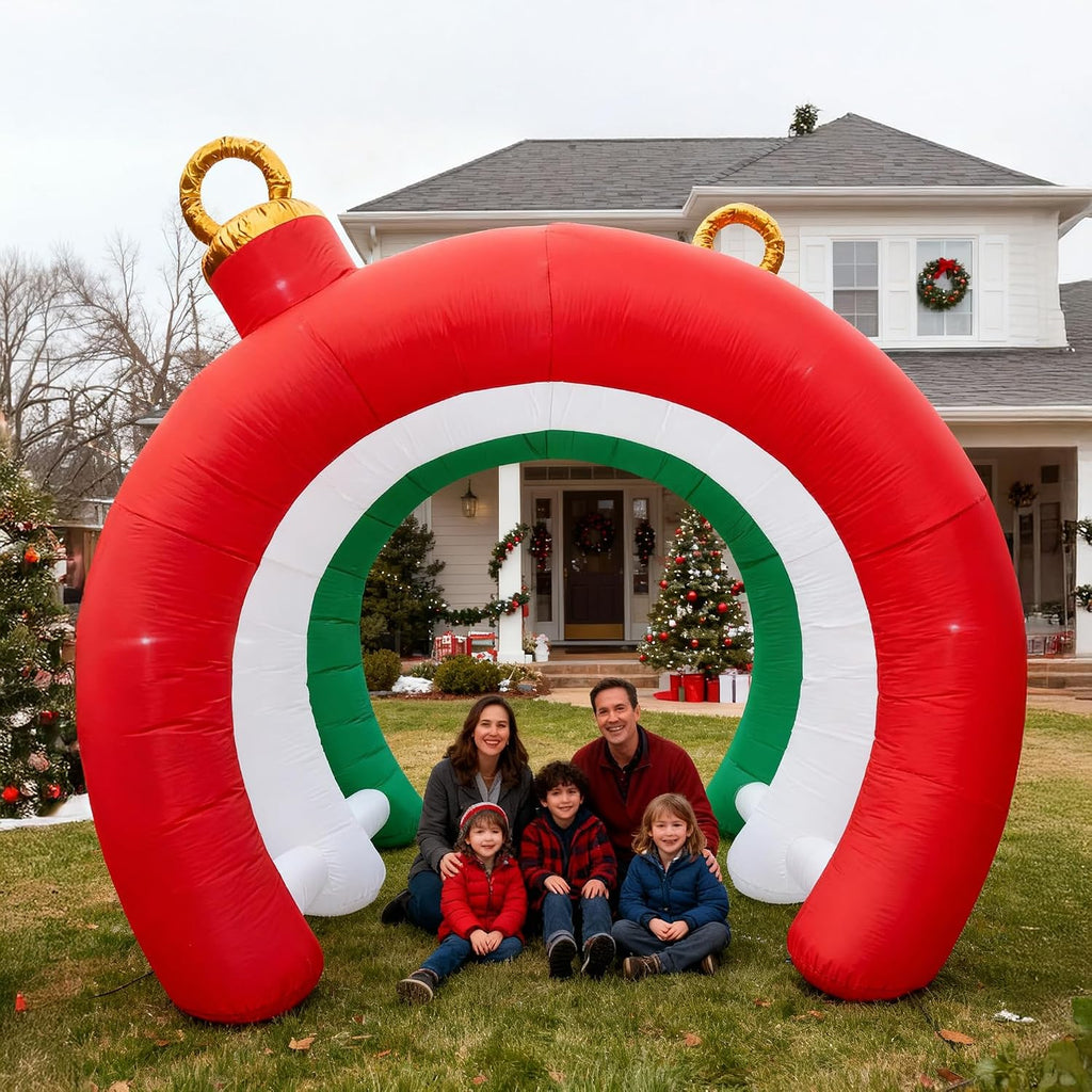 10.5 FT Christmas Inflatables Ornament Tunnel Arch Outdoor Decorations, Blow Up Walk-Through Archway Yard Decor for