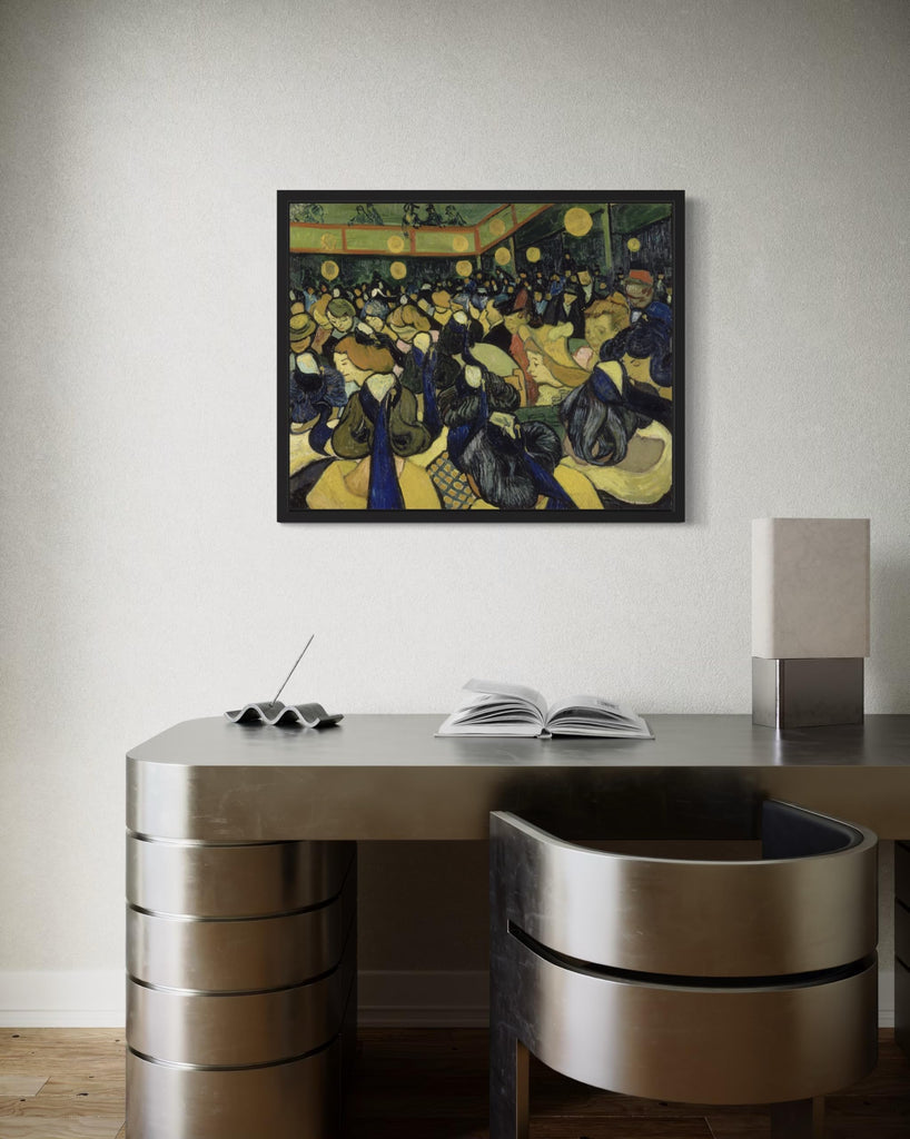 The Dance Hall In Arles (1888) by Van Gogh Black Framed Wall Art Print Poster, Vintage Landscape Painting Wall Art