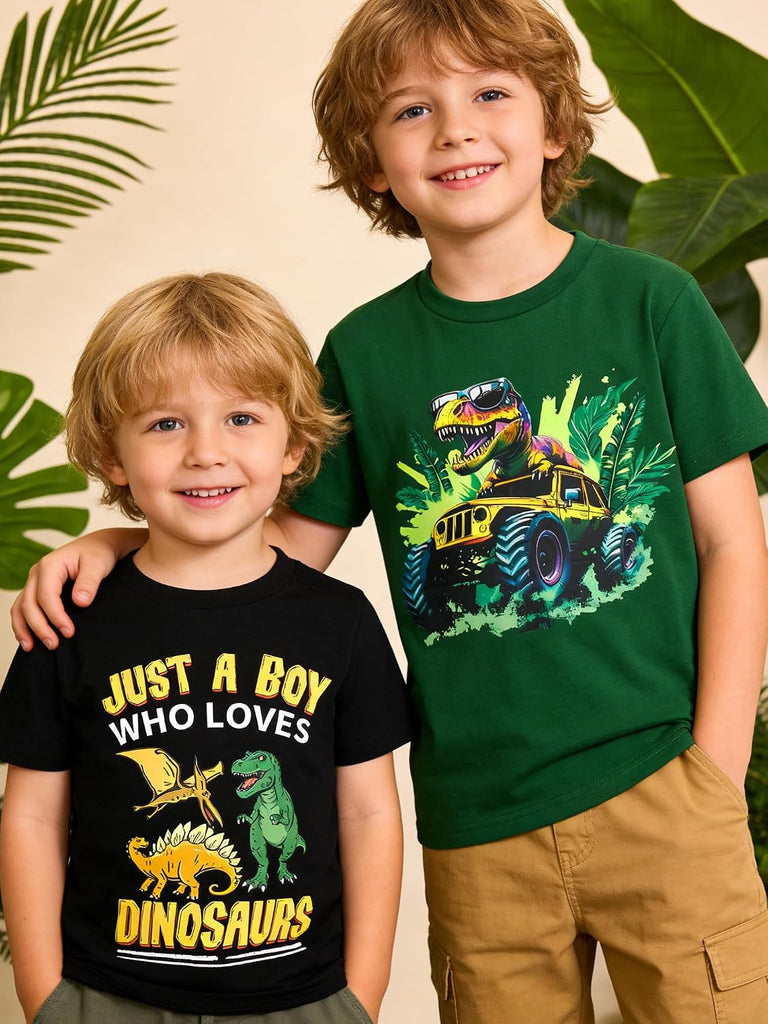 Toddler Boys T-Shirts 2 Pack, Graphic Short Sleeve Shirts