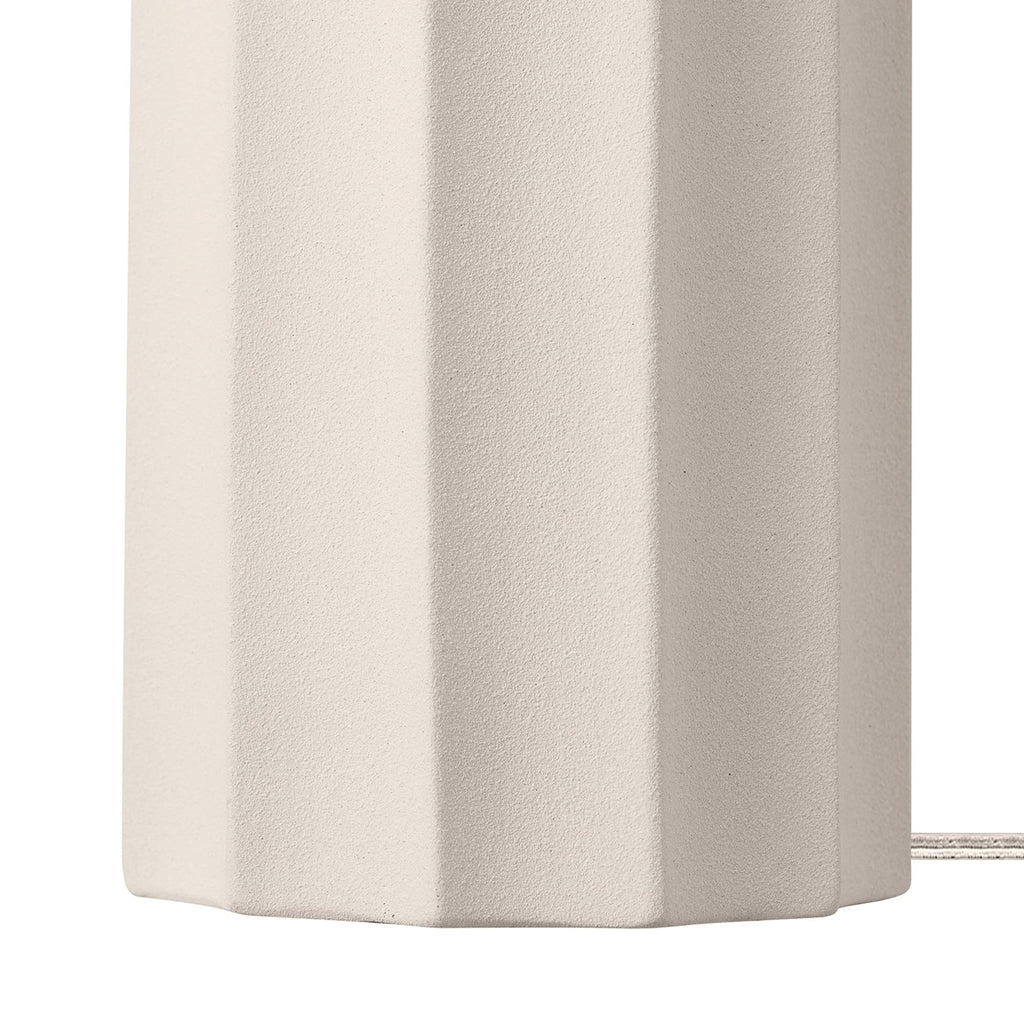 20" Ribbed Concrete Finish Table Lamp with White Linen Shade