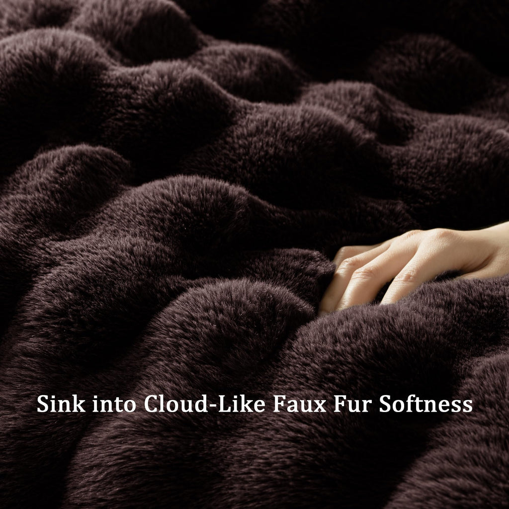 Faux Fur Throw Blanket for Couch, 3D Bubble Blankets