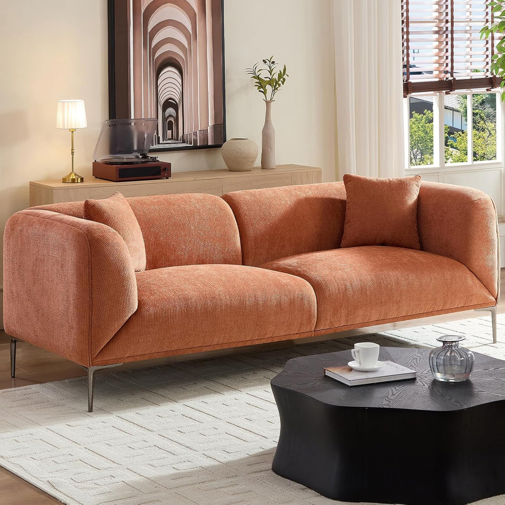 82.7" Modern Sofa, Boucle Sofas with 2 Pillows