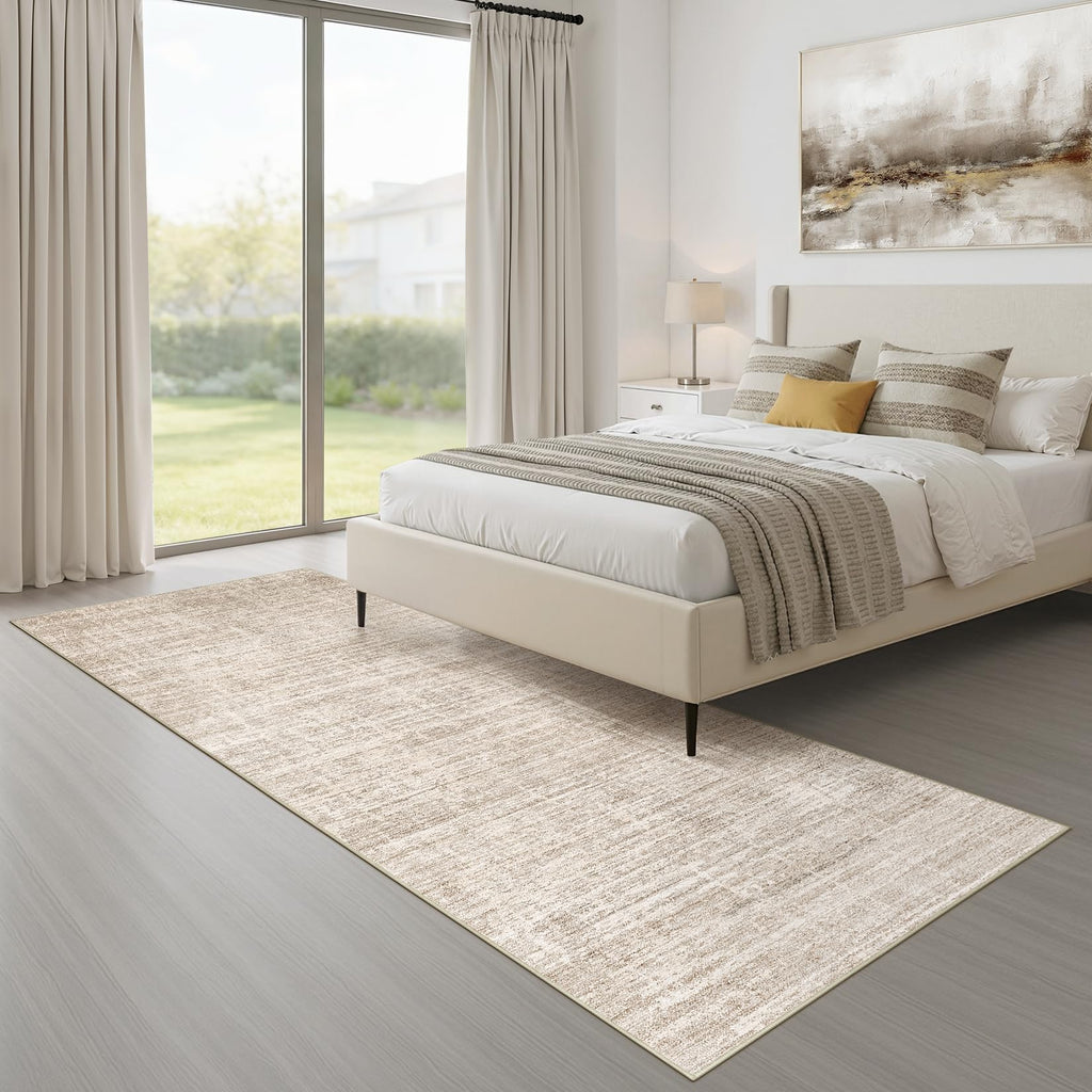Runner Rug 3x8 Washable Non-Slip Kitchen Neutral Rug Beige