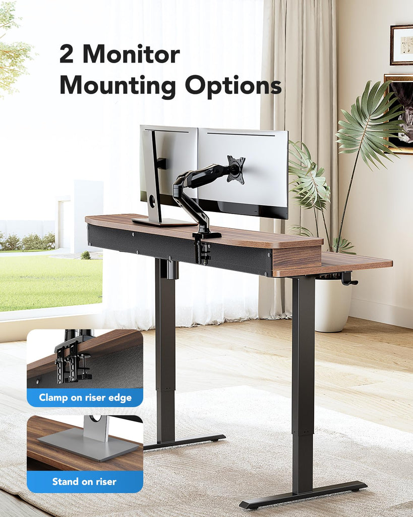 55" x 26" Electric Standing Desk with 2 Drawers, C-Clamp Mount Compatible, Height Adjustable Computer Desk, Home