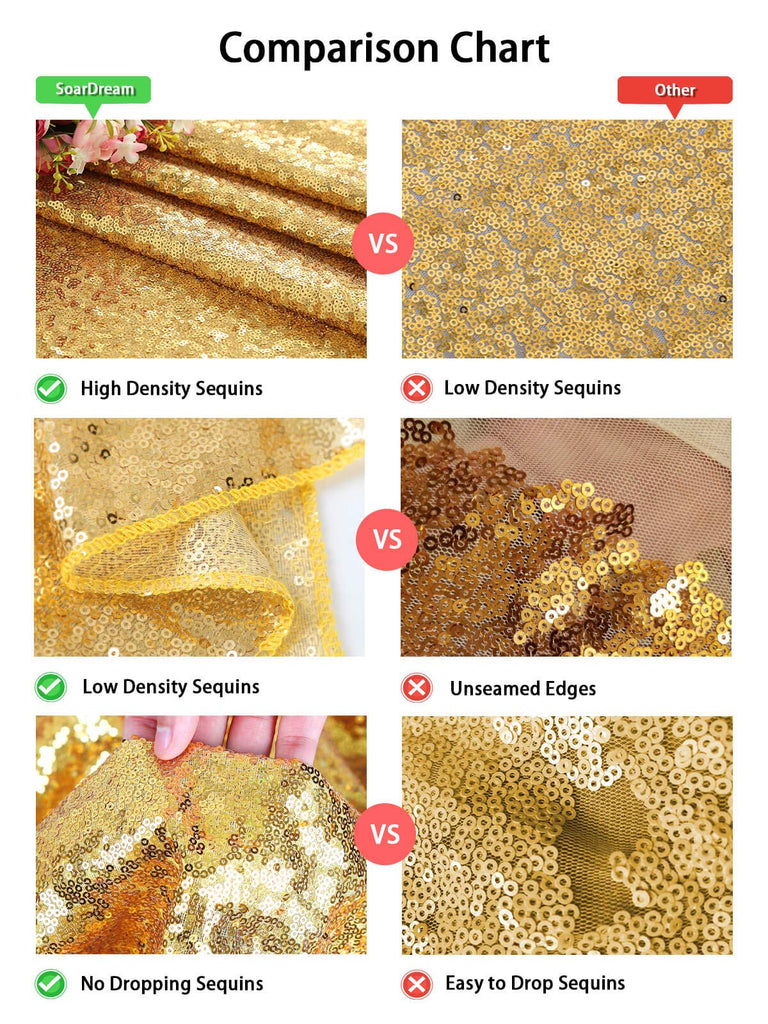 Gold Sequin Tablecloth 60"x102" Wedding Glitter Table Cloth