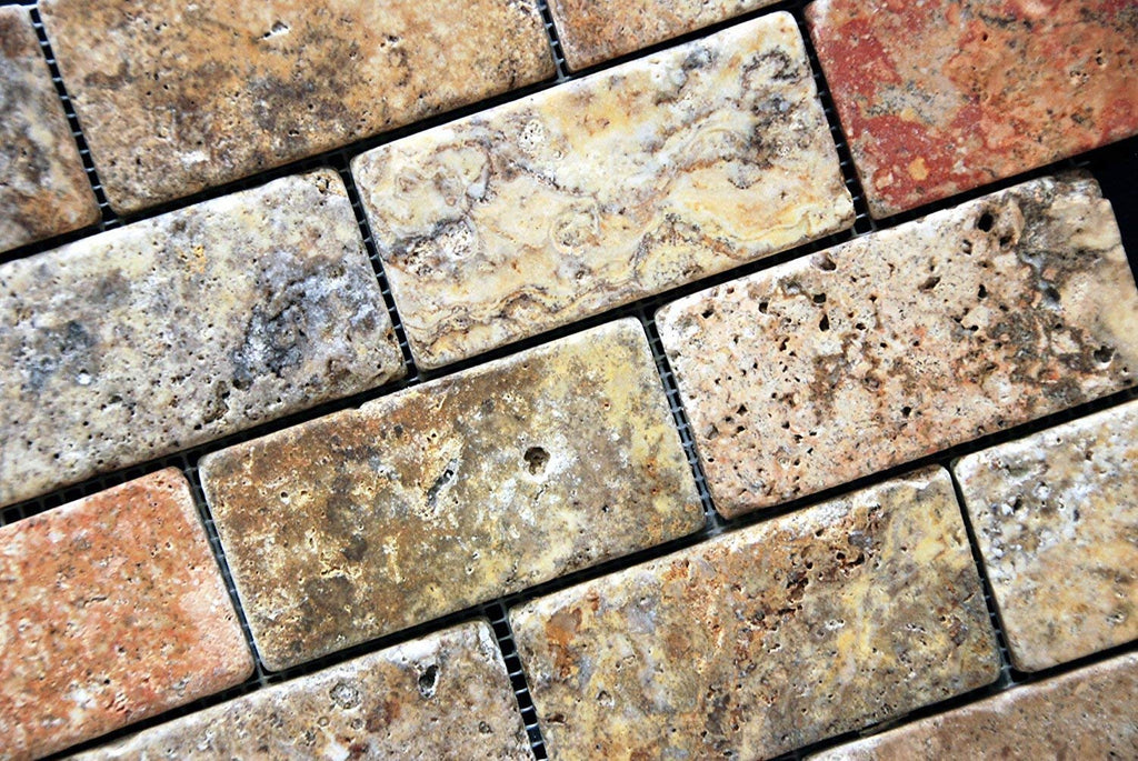 Scabos Travertine Tumbled 3"X6" Subway Tile -1 sq.ft.