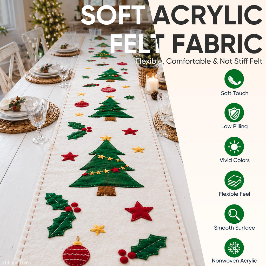 Large Felt Fabric Sheet 120" x 36", Soft Acrylic Material, Emerald Green