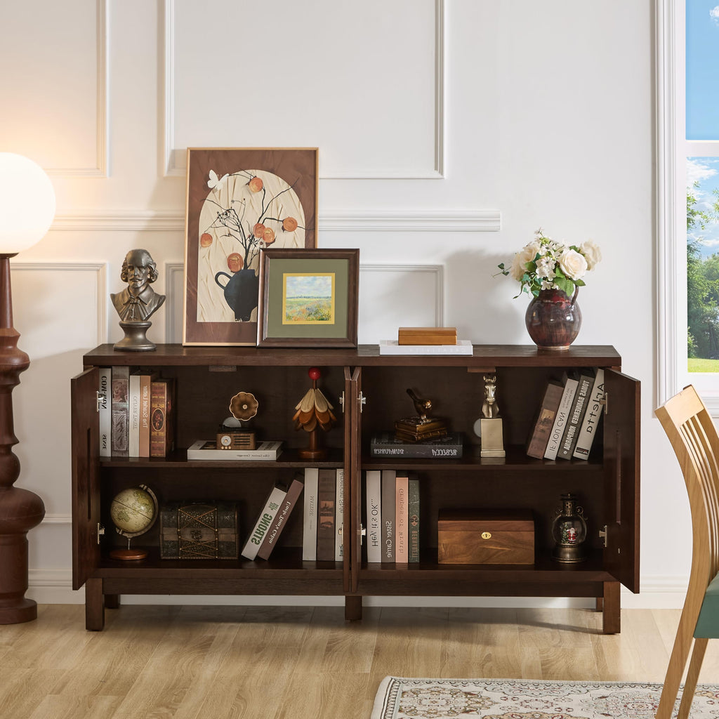 60.7" Sideboard Buffet Cabinet, Mid-Century Modern Credenza Storage