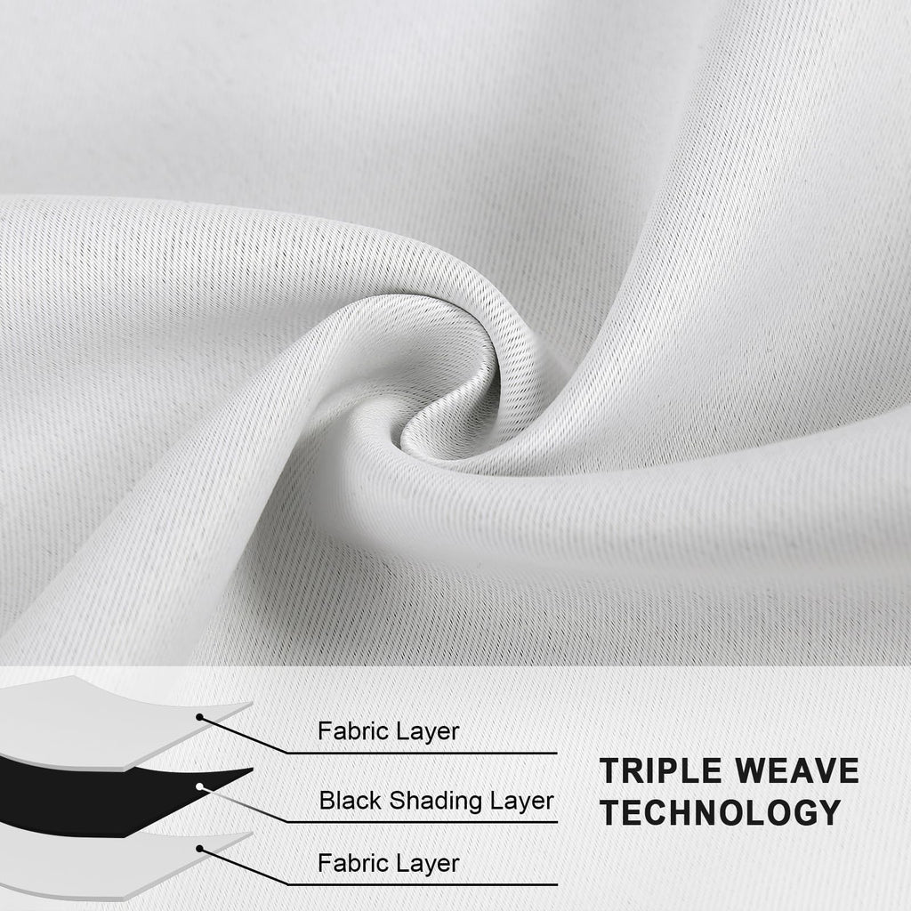 100% Blackout French Door Curtains, Wrinkle Free, Room Darkening, Blocks Light and Heat Through Glass. Drill-Free