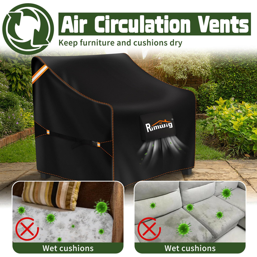 2 Pack, Waterproof Outdoor Furniture Covers, Heavy Duty Wicker Swivel Chair Covers for Garden Lawn 32" W x 37" D x