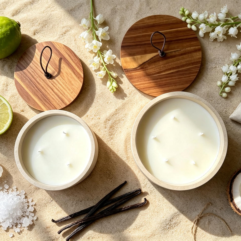 5-Wick 44oz Large Scented Candle-Sea Salt & Bergamot & Coconut, Soy Coconut Wax Blend Candle with Acacia Wood