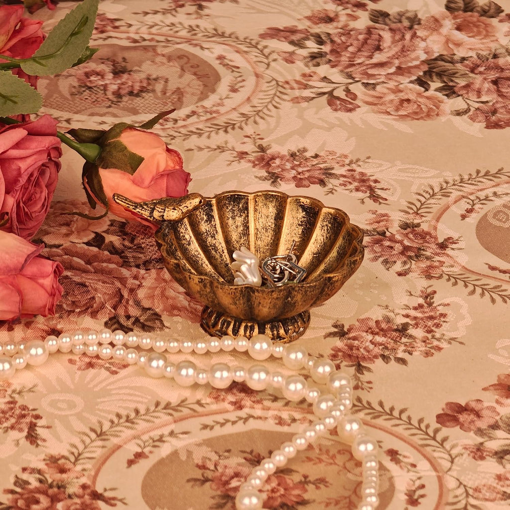 Vintage Bird Trinket Bowl Dish,Antique Gold Jewelry Tray Holder