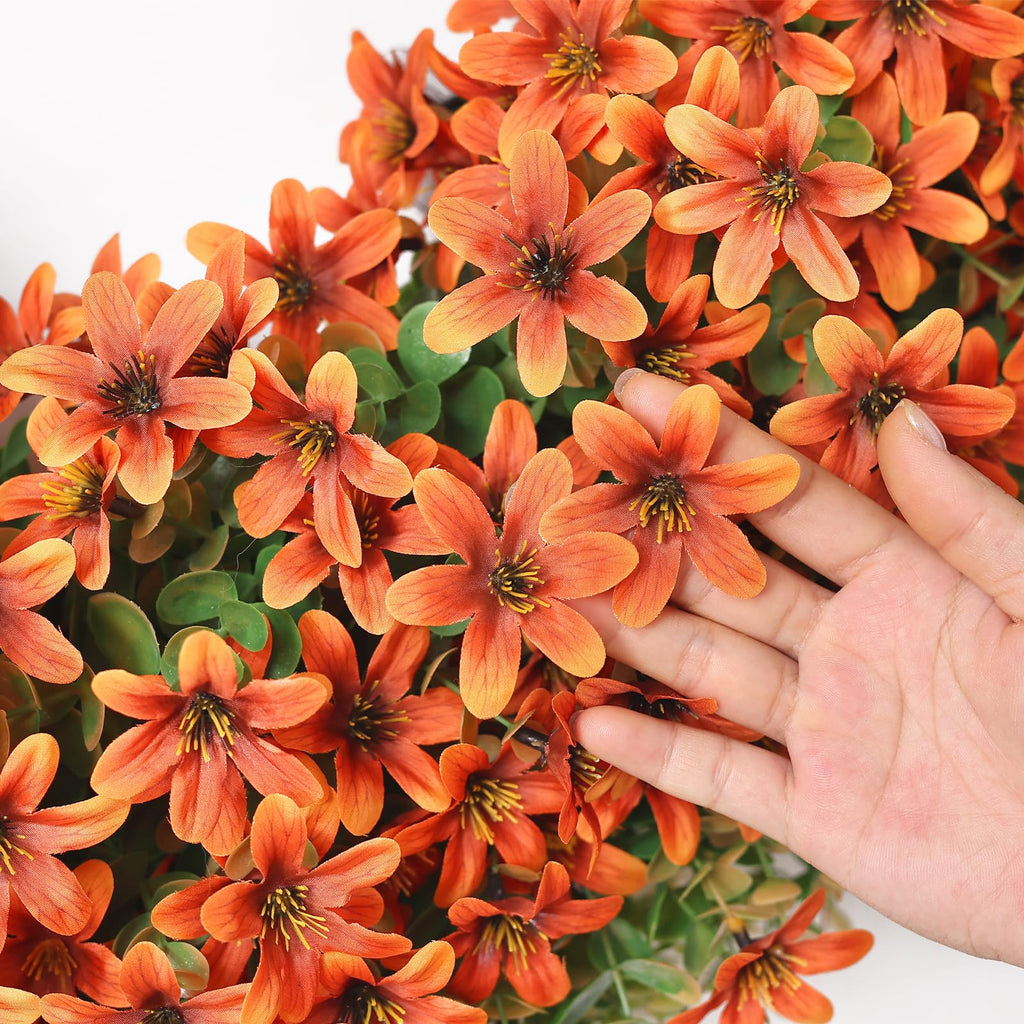 32" Large Artificial Eucalyptus Silk Flower Wreath for Outdoor(Fall Orange)