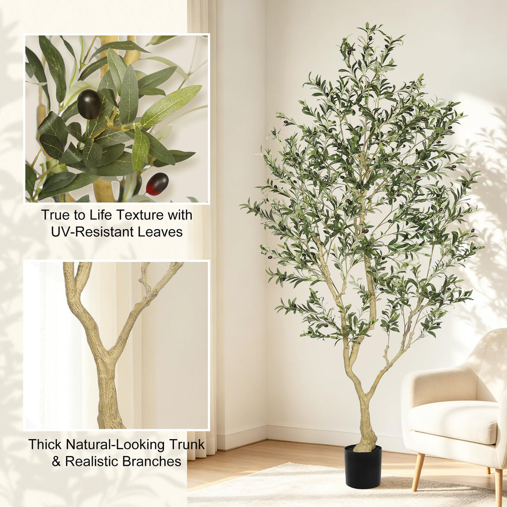 Faux Olive Tree 8ft UV Resistant for Indoor Outdoor Decor