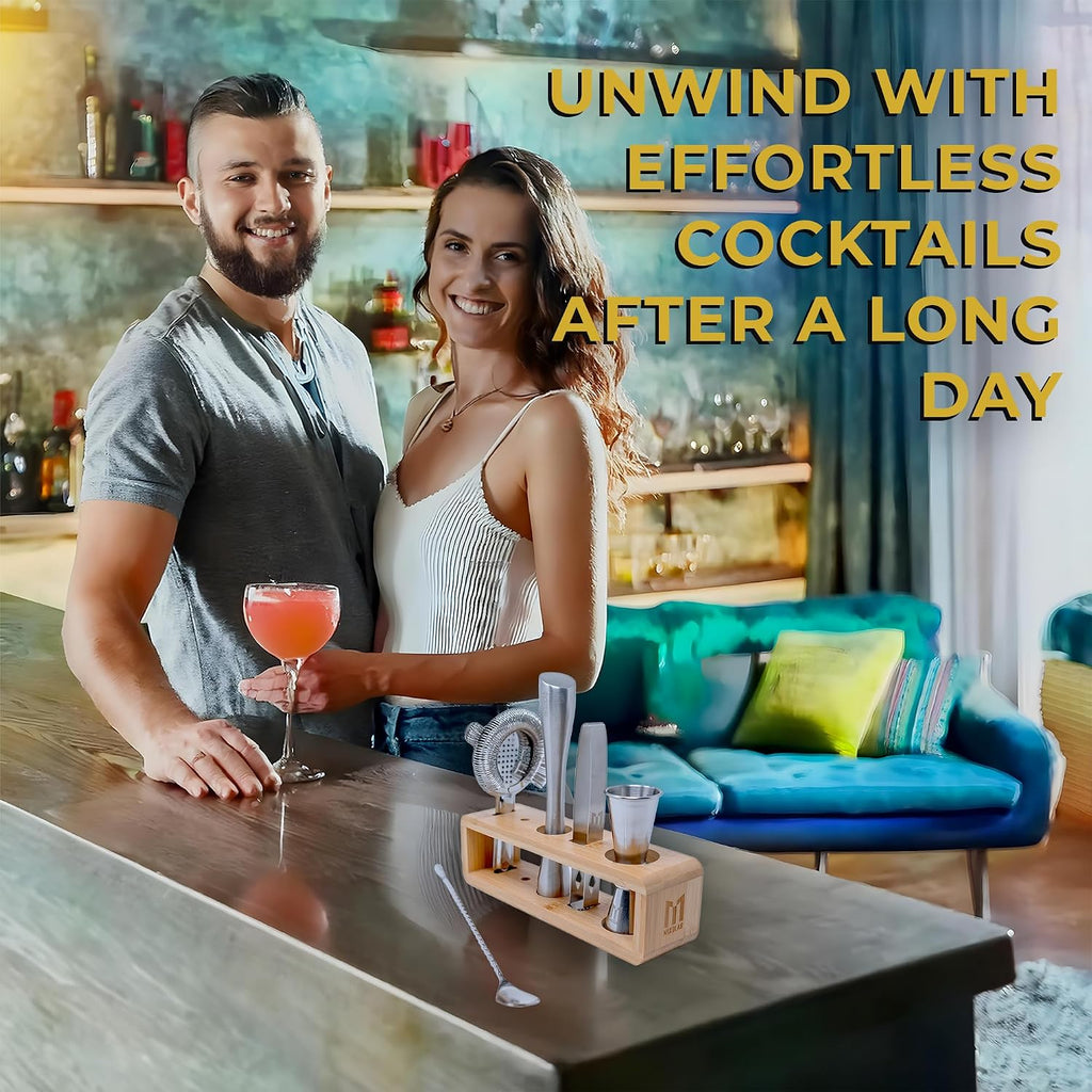 Bar Tool Set, Premium 6-Piece Bartender Tools - Effortlessly Mix Cocktails After a Long Day - Includes Jigger - Set of 6