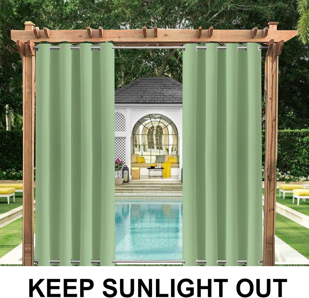 Outdoor Curtains Waterproof,Garden Blackout Thermal Insulated Sun Shades Privacy Curtain for Outside, Indoor Window