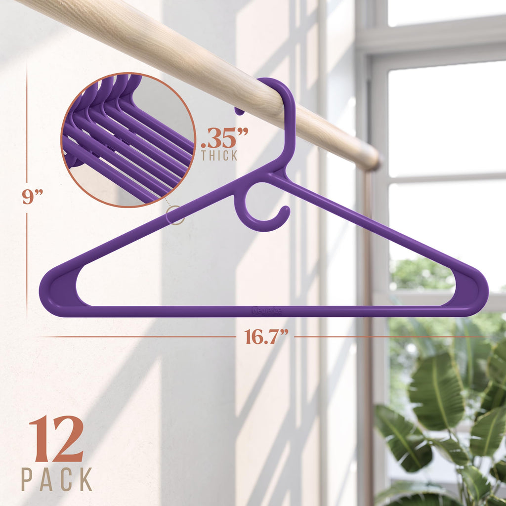 Thick Heavy Duty Hangers - Purple Plastic Clothes Hangers 24 Pack - Great for Coat Hanger, Jackets Jeans & Suit