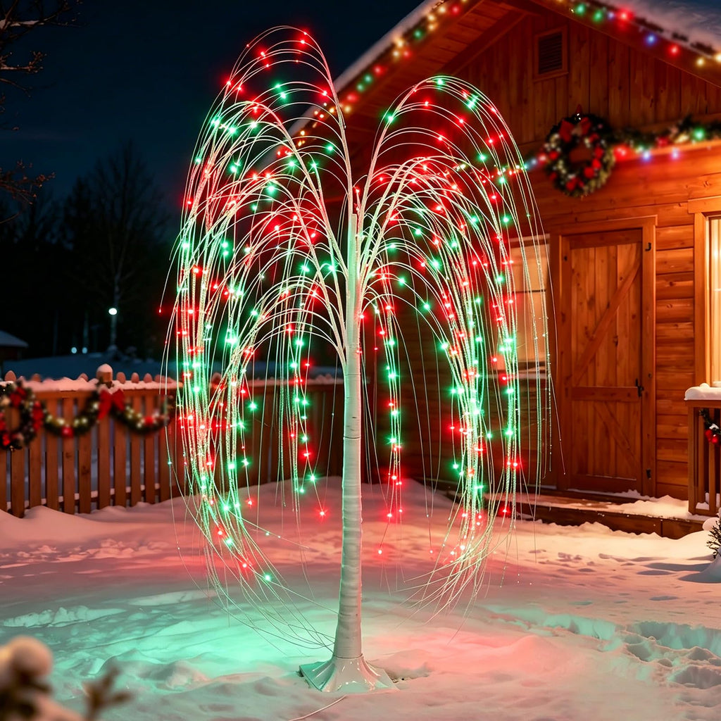 5FT Lighted Weeping Willow Tree, 216 LED Artificial Willow Tree, Multi